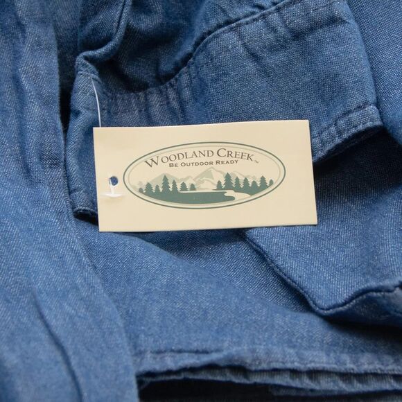 Woodland Creek Men's Denim Long Sleeve Button Down Shirt in Blue, XL - Picture 7 of 7